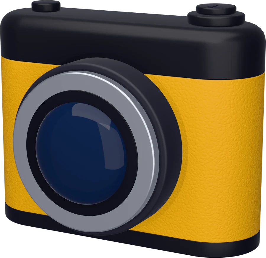 The 36 Frames camera, an ochre leather body with a black top plate and a single lens